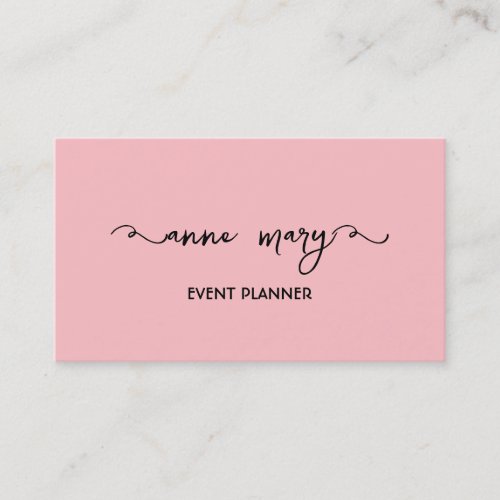 Girly Blush Pink Trendy Calligraphy Event Planner  Business Card