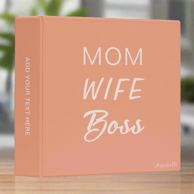 Girly Blush Pink Typography Mother Mom Gift  3 Ring Binder (Creator Uploaded)