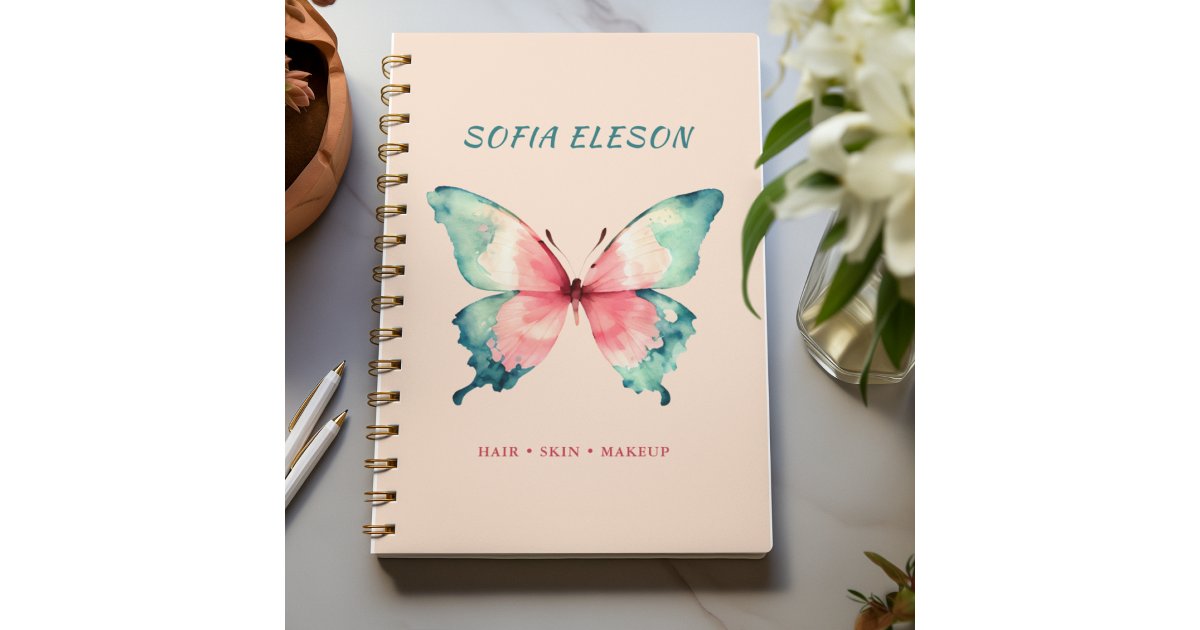 Girly Blush Pink Watercolor Butterfly Appointment Planner | Zazzle