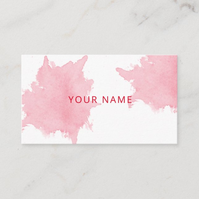 girly Blush Pink Watercolor Feminine  Business Car Business Card (Front)