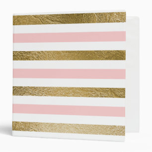 Girly Blush Pink, White and Gold Foil Pattern 3 Ring Binder