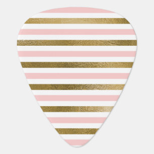 Girly Blush Pink, White and Gold Foil Pattern Guitar Pick