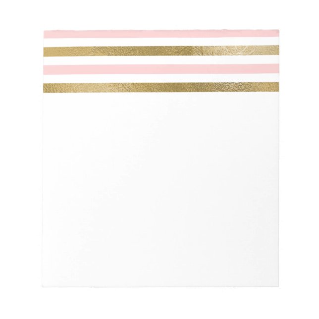Girly Blush Pink, White and Gold Foil Pattern Notepad (Front)