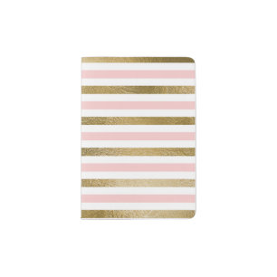 Girly Blush Pink, White and Gold Foil Pattern Passport Holder