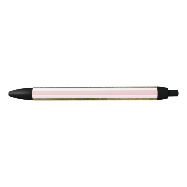 Girly Blush Pink, White and Gold Foil Pattern Pen (Front)