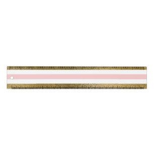 Girly Blush Pink, White and Gold Foil Pattern Ruler