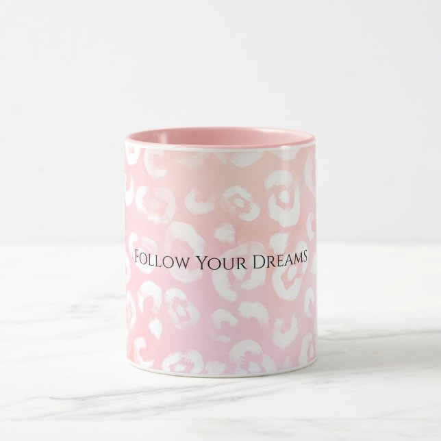 Girly Blush Pink White Leopard Animal  Mug (Center)