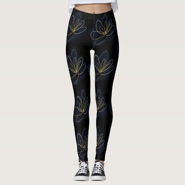 Girly Blush Rose Gold Black Ombre Glitter Sparkle  Leggings (Front)