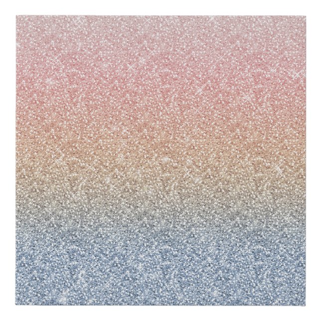 Girly Blush Rose Gold Blue Ombre Glitter Sparkles Faux Canvas Print (Front)