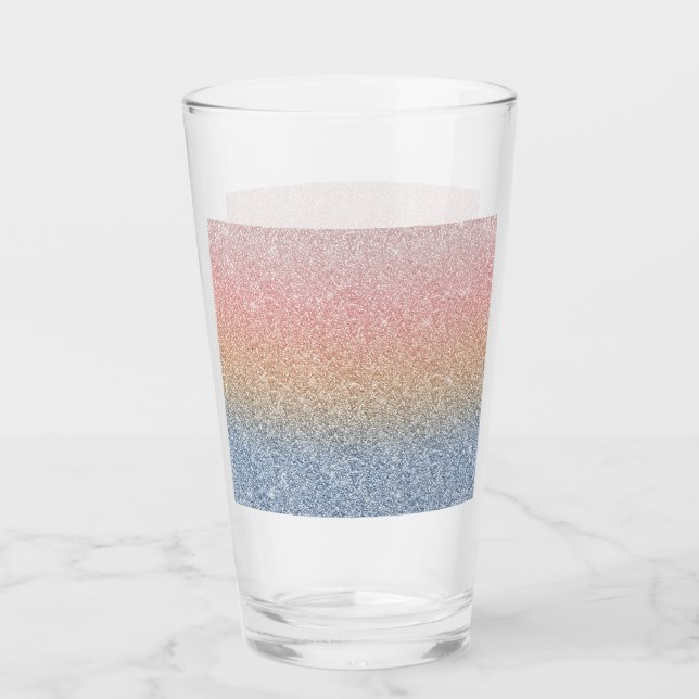Girly Blush Rose Gold Blue Ombre Glitter Sparkles Glass (Front)