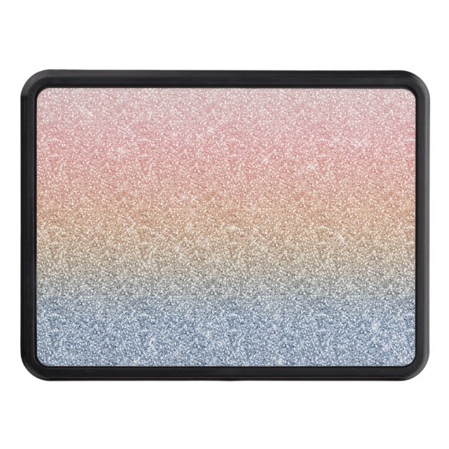 Girly Blush Rose Gold Blue Ombre Glitter Sparkles Hitch Cover (Front)