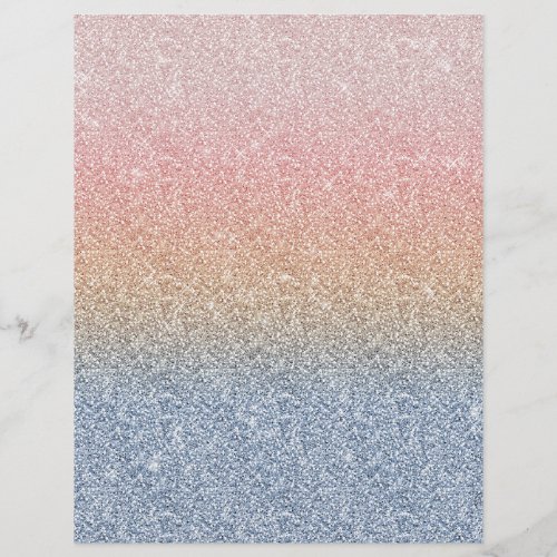 Girly Blush Rose Gold Blue Ombre Glitter Sparkles Letterhead