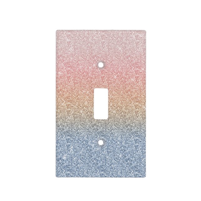 Girly Blush Rose Gold Blue Ombre Glitter Sparkles Light Switch Cover (Front)