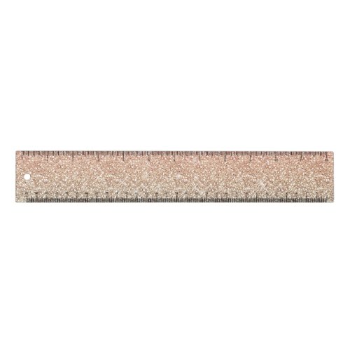 Girly Blush Rose Gold Blue Ombre Glitter Sparkles Ruler