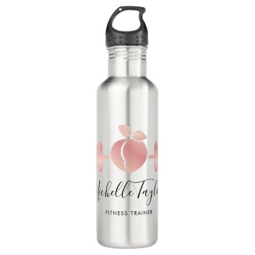 Girly Blush Rose Gold Fitness Trainer Business Car Stainless Steel Water Bottle