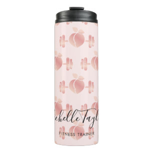 Girly Blush Rose Gold Fitness Trainer Business Car Thermal Tumbler