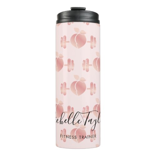 Girly Blush Rose Gold Fitness Trainer Business Car Thermal Tumbler