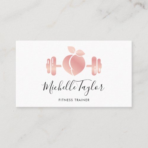 Girly Blush Rose Gold Fitness Trainer Business Card