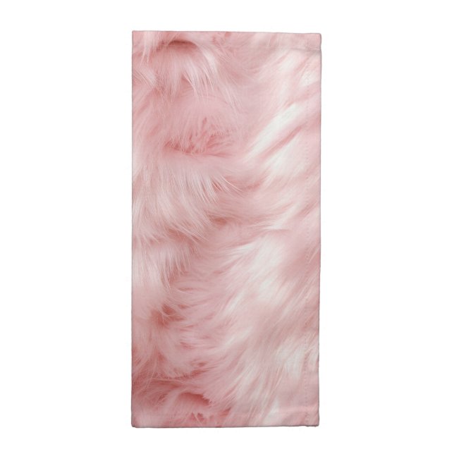 Girly Blush Soft Pink Faux Fur Cloth Napkin (Half Fold)