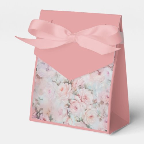 Girly blush tones pink boho country floral favor boxes