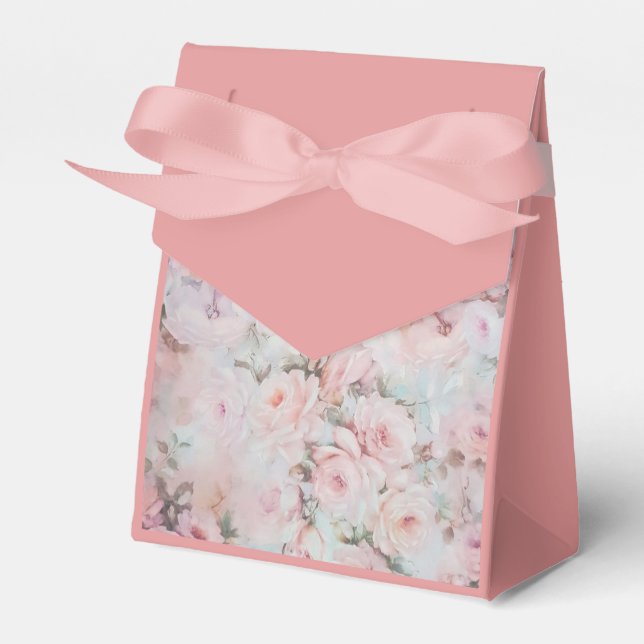 Girly blush tones pink boho country floral favor boxes (Front Side)