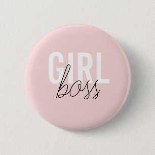 Girly blush typography script girl boss button