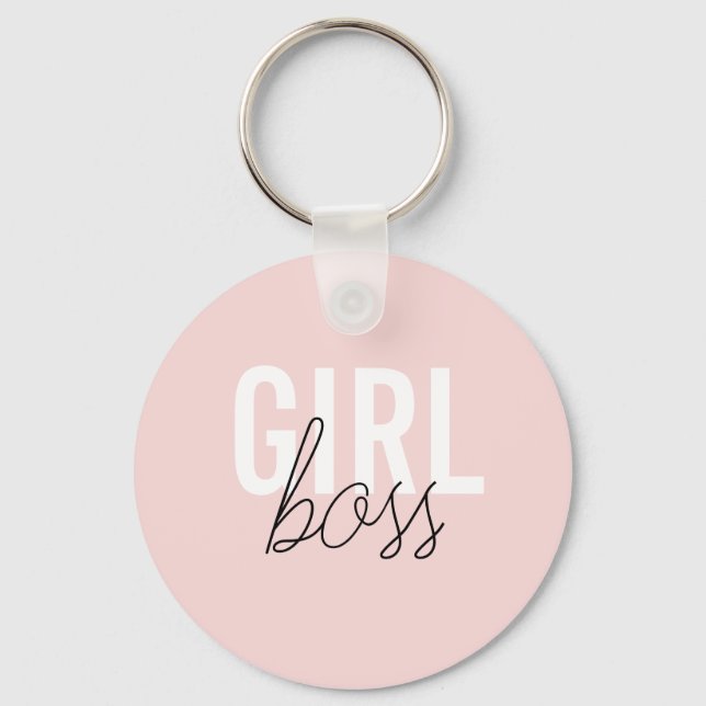 Girly blush typography script girl boss keychain (Front)