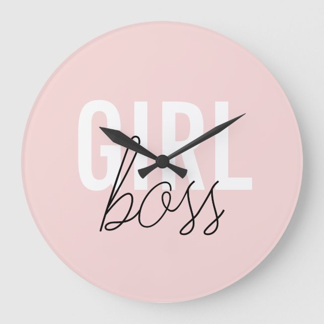 Girly blush typography script girl boss large clock (Front)