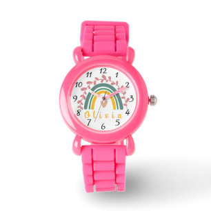 Girly Boho Rainbow with Personalized Name Watch