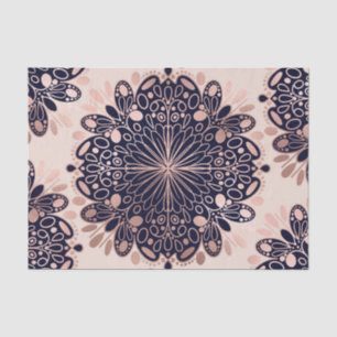 Girly Boho Rose Gold Blush Pink Navy Mandalas Tissue Paper