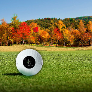 Girly boho watercolor initial H black Golf Balls