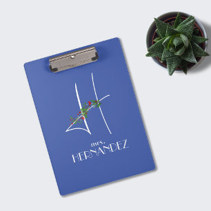 Girly boho watercolor initial H Clipboard