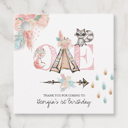 Girly Boho Wild One Birthday Party Thank You Favor Tags