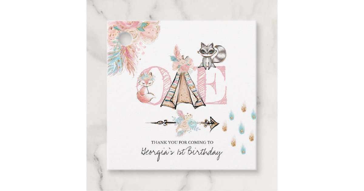 Girly Boho Wild One Birthday Party Thank You Favor Tags Zazzle