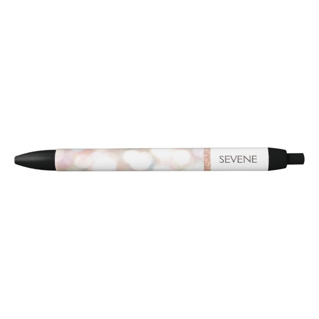 Girly Bokeh Rose Gold Sequin  Personalized Name Pen (Front)