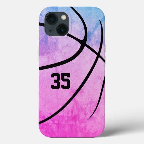 girly bold minimal basketball  iPhone 13 case