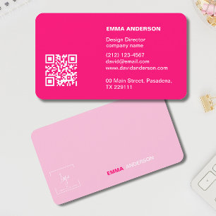 Girly Bold PINK Qr Code Professional Business logo Card