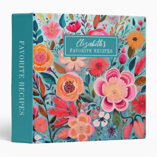 Girly Botanical Floral  3 Ring Binder