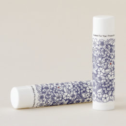Girly Botanical Shalom Blue White Garden Drawing Lip Balm