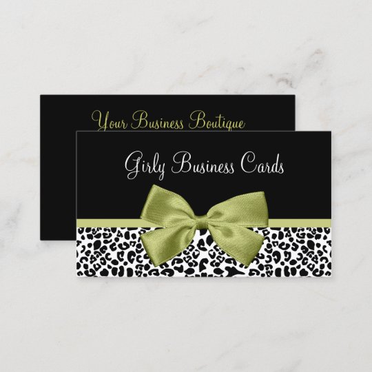 Girly Boutique Leopard Print Stylish Green Bow Business