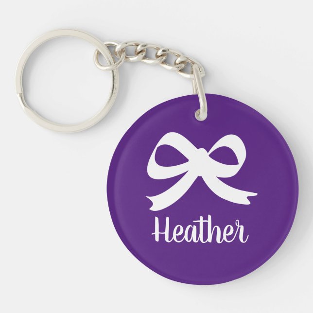 Girly bow knot keychain gift with custom name (Front)
