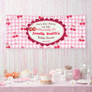 girly bow She’s the Cherry on Top Bridal Shower Banner