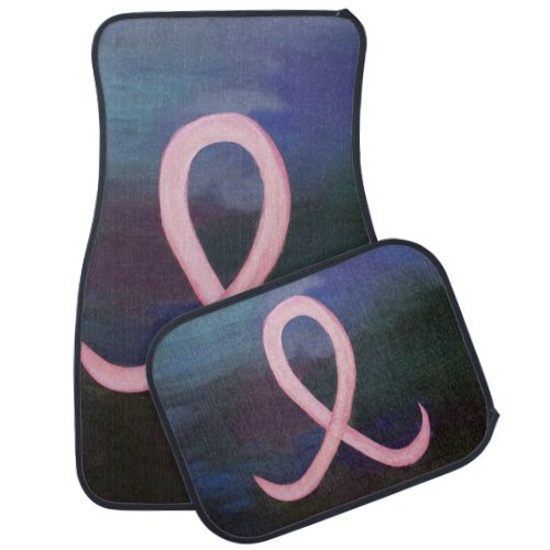 Girly Breast Cancer Awareness Ribbon Abstract Art Car Floor Mat