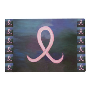 Girly Breast Cancer Awareness Ribbon Abstract Art Placemat