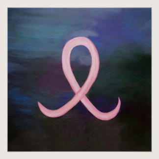 Girly Breast Cancer Awareness Ribbon Abstract Art Poster