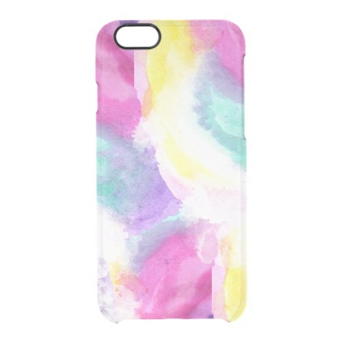 Girly bright pastel watercolor brush strokes clear iPhone 66S case
