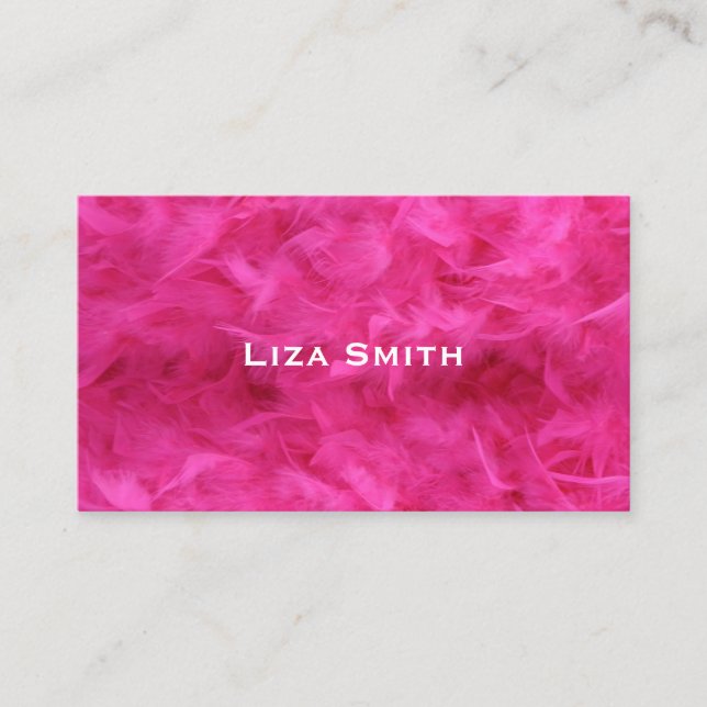 Girly Bright Pink Feather Sexy Business Card (Front)