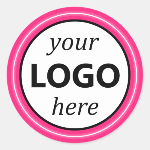 Girly Bright Pink Neon Your Circle Logo Image Pic Classic Round Sticker