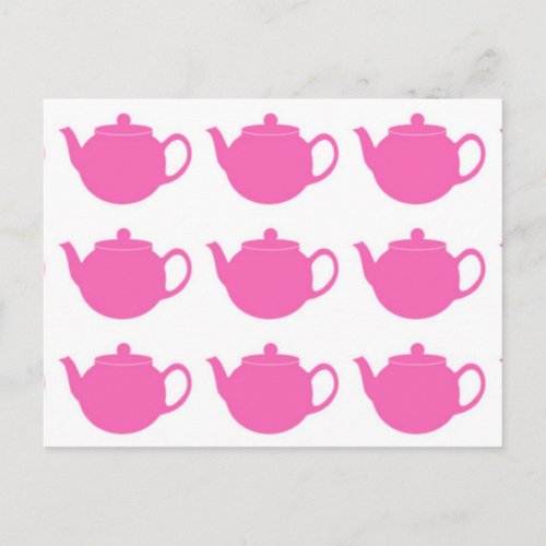 Girly Bright Pink Teapots Postcards