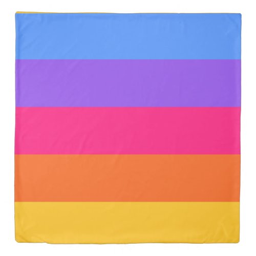 Girly Bright Yellow Purple Pink Purple Striped  Duvet Cover